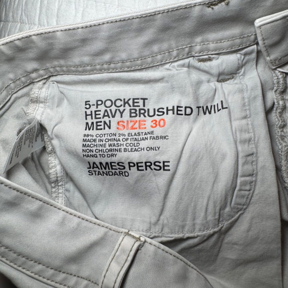 James Perse Standard Five Pocket Heavy Brushed Twill Pants Men's 30 Grey - Picture 5 of 5